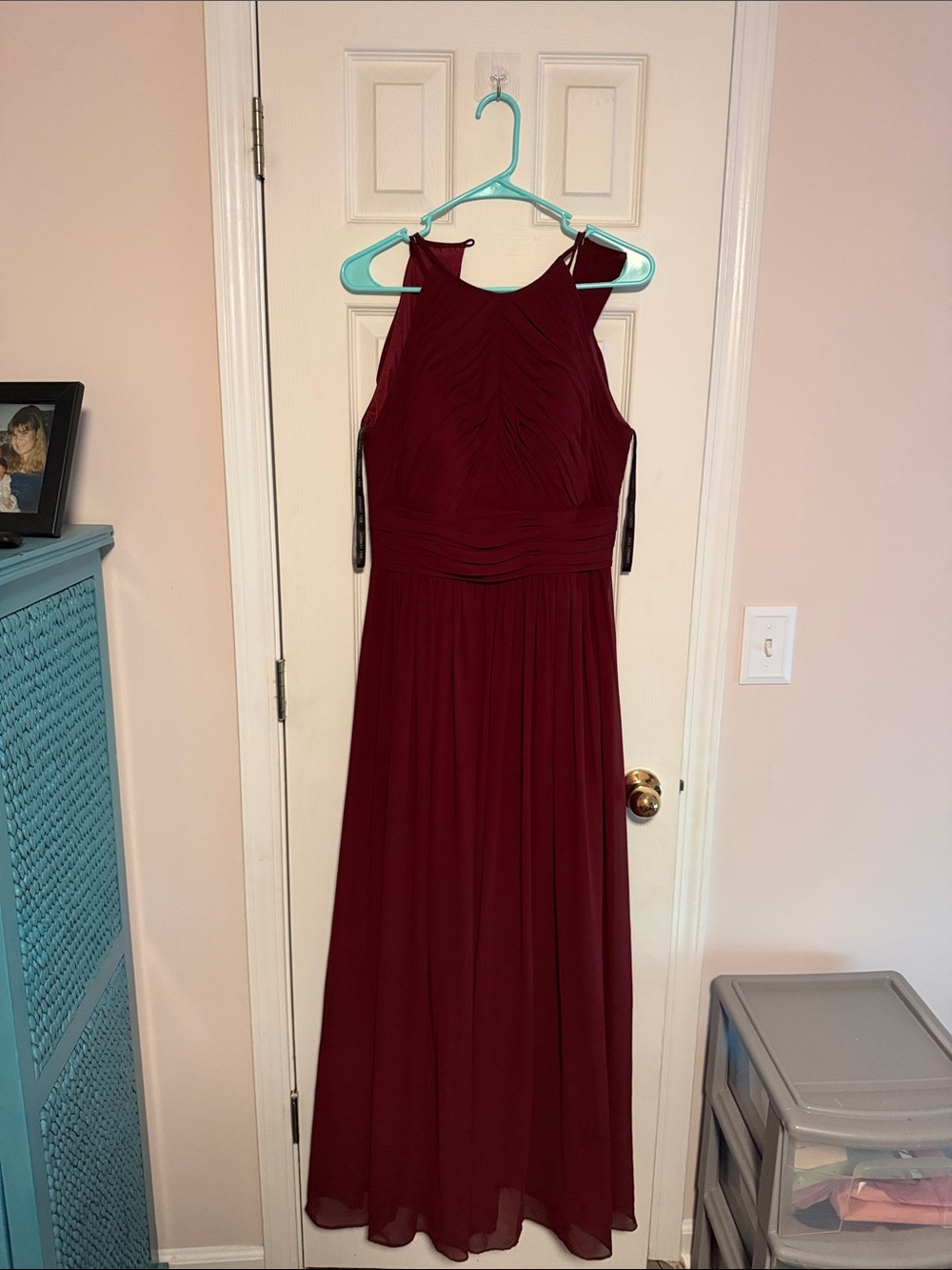 Bill Levkoff Burgundy Sleeveless Halter Maxi Dress